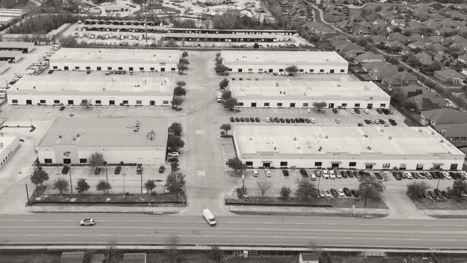 Multi-tenant flex buildings, aerial view